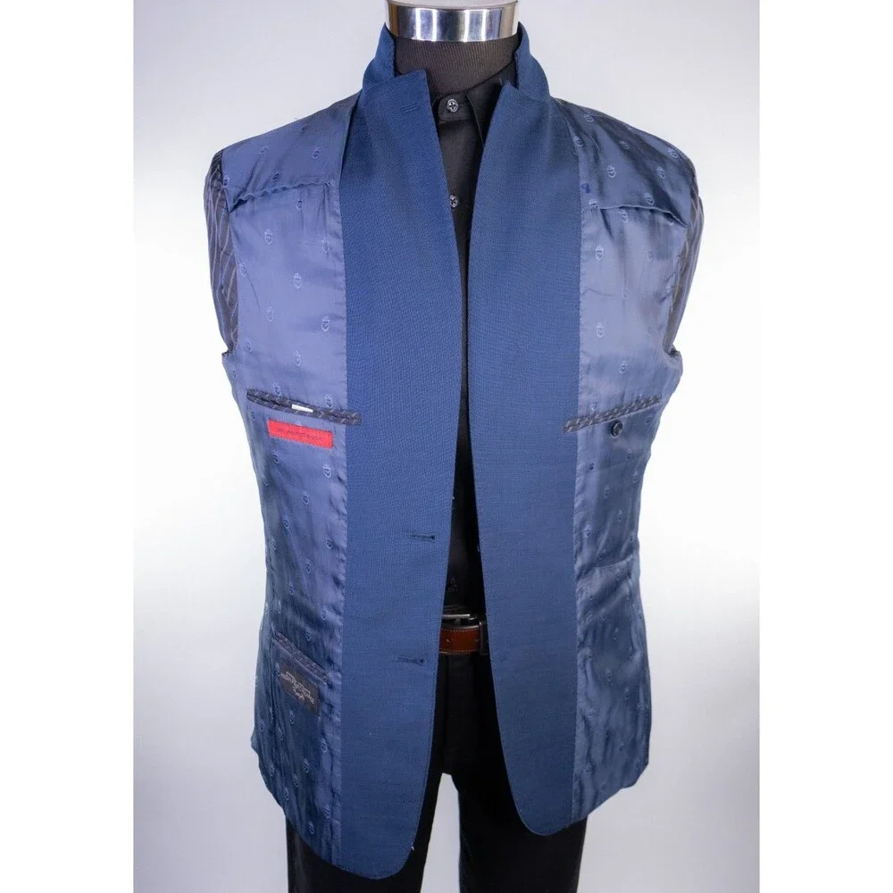 John Varvatos MARZOTTO Wool Blazer Sport Coat Sz 40R Blue Two Button Jacket